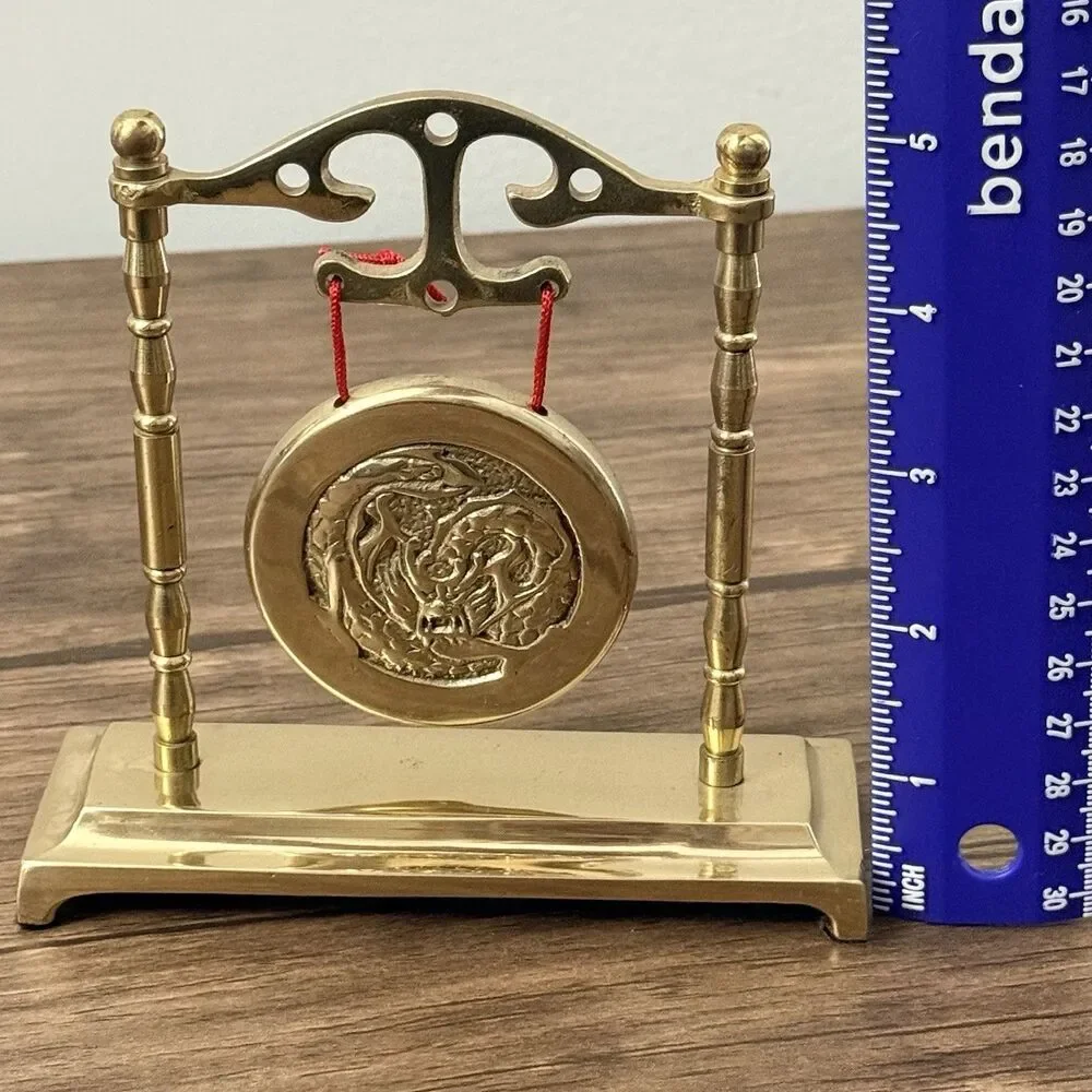 Vintage Brass Chinese Dragon Table Gong | 1970’s| No Striker